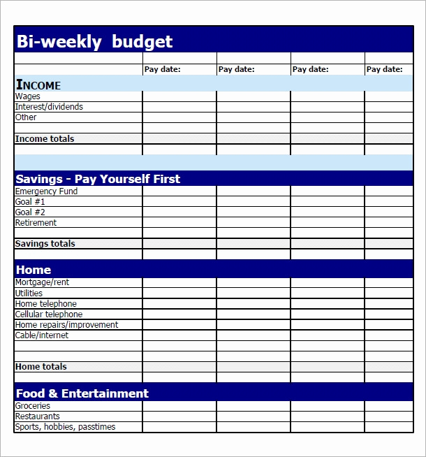 bi weekly bud template