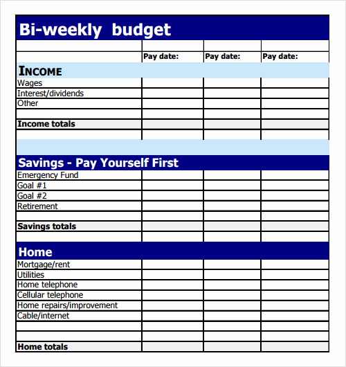 Bi Monthly Budget Template Lovely Free 8 Sample Bud Templates In Pdf