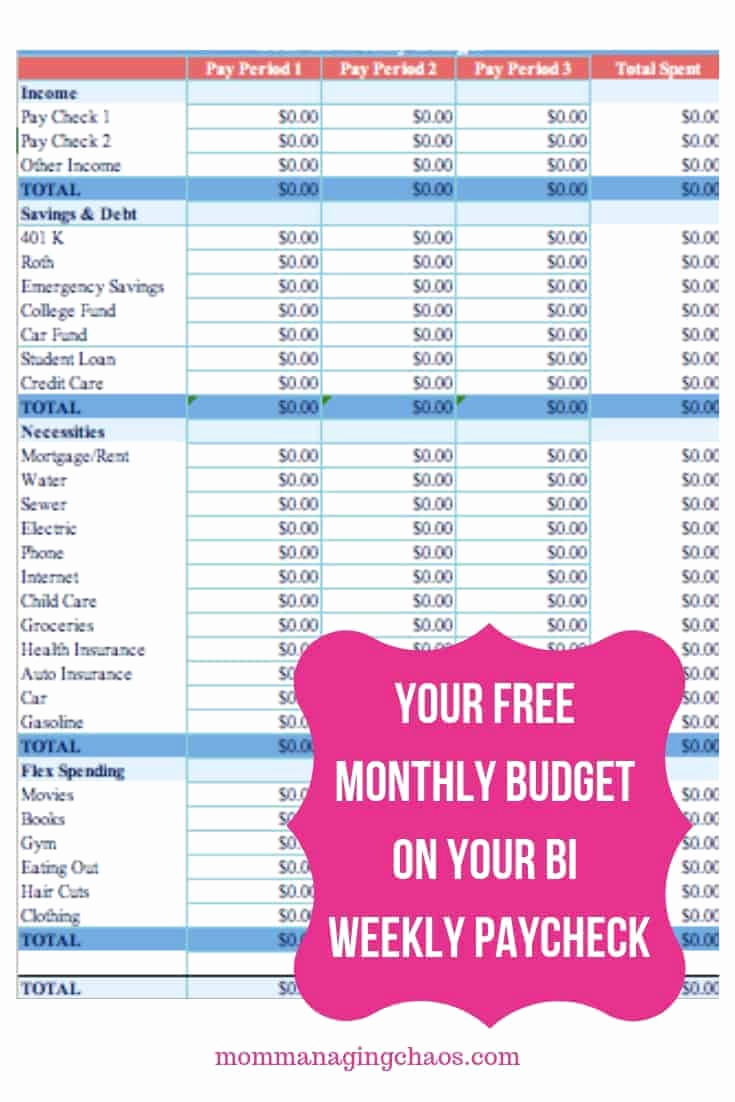 Bi Monthly Budget Template Unique How to Bud Biweekly Pay Paying Monthly Bills