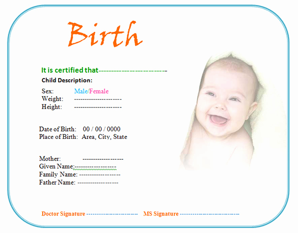 Birth Certificate Template Doc Elegant 13 Free Birth Certificate Templates