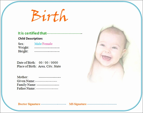 Birth Certificate Template Doc Fresh Free 17 Birth Certificate Templates In Illustrator