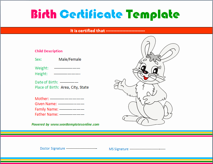 Birth Certificate Template Doc Inspirational Microsoft Word Templates Birth Certificate and