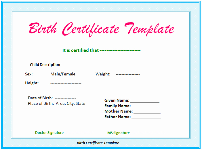 Birth Certificate Template Doc New 5 Birth Certificate Templates to Print Free Birth Certificates