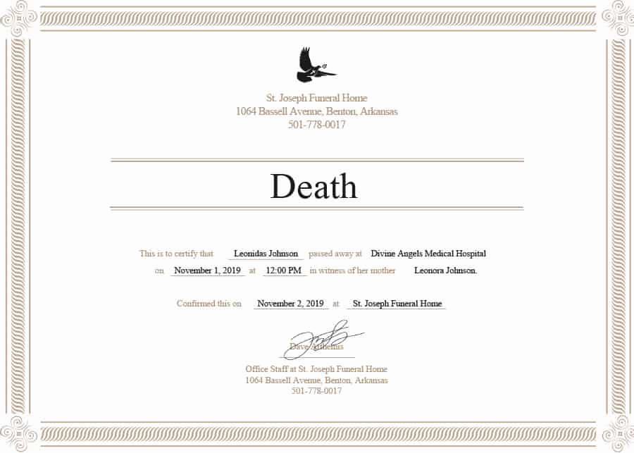 Blank Death Certificate Template Best Of 37 Blank Death Certificate Templates [ Free] Templatelab