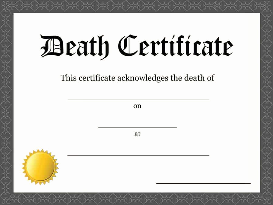 Blank Death Certificate Template Fresh 37 Blank Death Certificate Templates [ Free] Templatelab