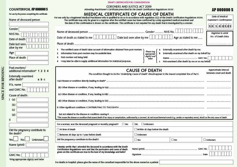 Blank Death Certificate Template Fresh 37 Blank Death Certificate Templates [ Free] Templatelab