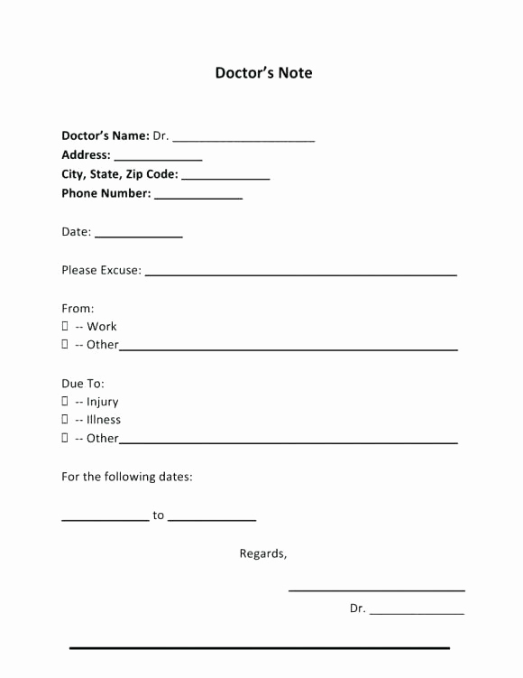 Blank Doctors Note Template Beautiful 9 Best Free Doctors Note Templates for Work