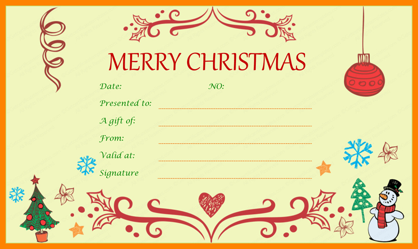 Blank Gift Certificate Template Word Beautiful 9 Christmas Coupon Template