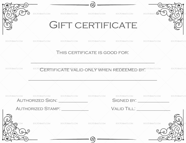 Blank Gift Certificate Template Word Beautiful Business Gift Certificate Template – Doc formats