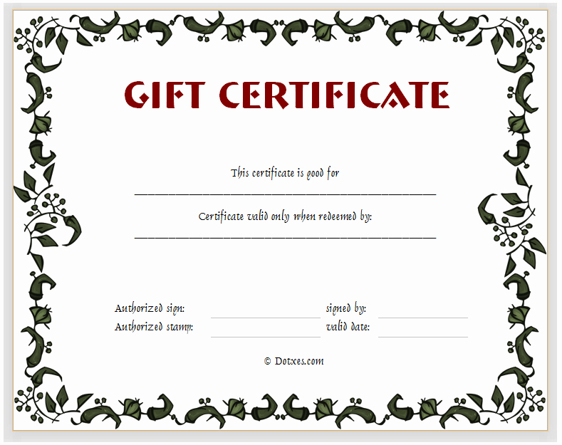 Blank Gift Certificate Template Word Elegant Gift Certificate Template Floral Design Dotxes