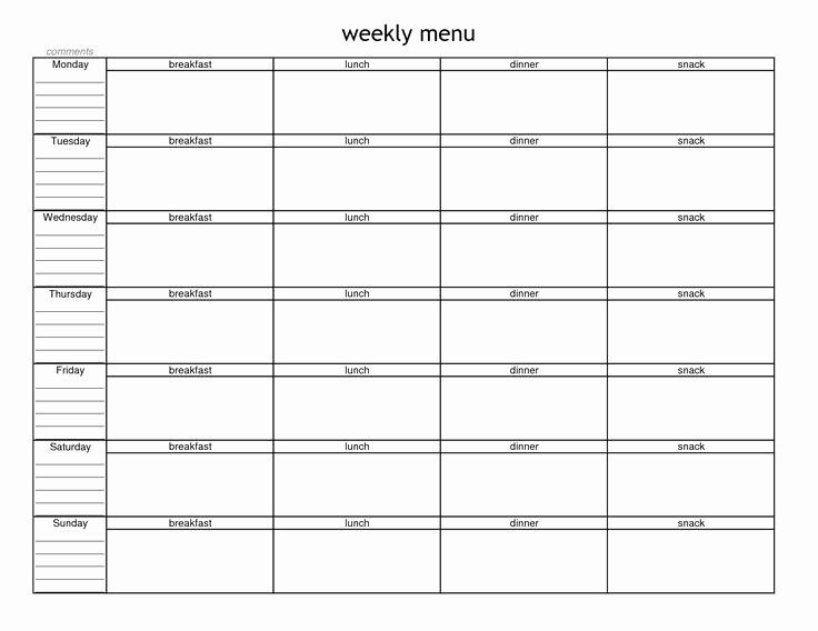Blank Menu Template Free Download Best Of Blank Weekly Menu Planner Template