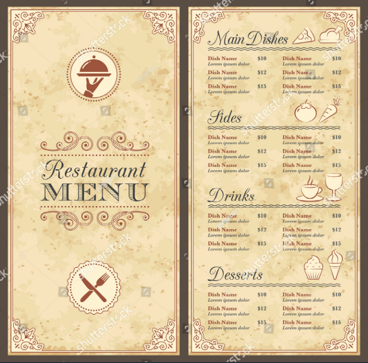 blank menu templates