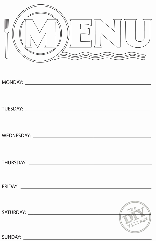 Blank Menu Template Free Download New Free Printable Weekly Menu Planner the Diy Village