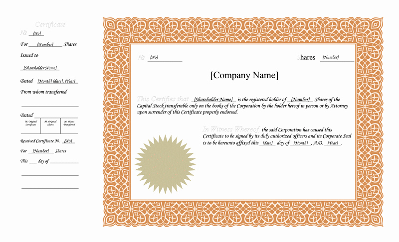 Blank Stock Certificate Template Free Best Of Blank Free Mon Stock Certificate Template Microsoft