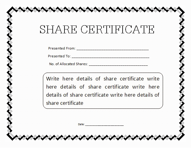 Blank Stock Certificate Template Free Inspirational Stock Certificate Template Doc