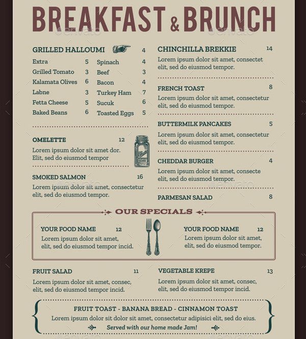 Breakfast Menu Template Free Best Of Brunch Menu Template 21 Free &amp; Premium Designs Download