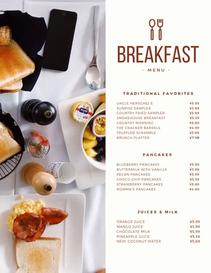 Breakfast Menu Template Free Fresh Modern Continental Breakfast Menu Templates by Canva