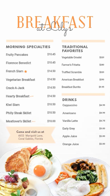 Breakfast Menu Template Free Inspirational Breakfast Menu Digital Display Board Template