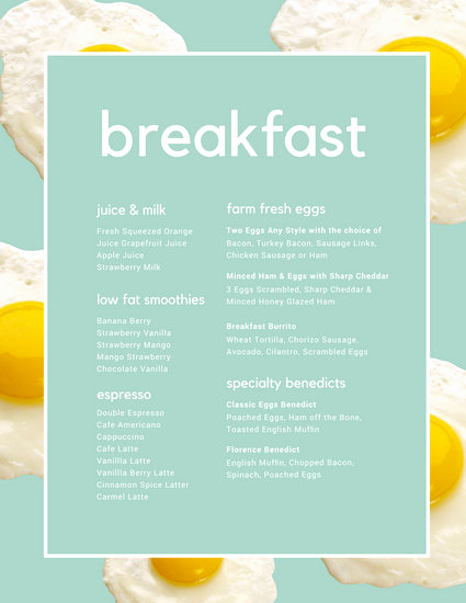 Breakfast Menu Template Free Lovely Sunny Side Up Egg Breakfast Menu Templates by Canva