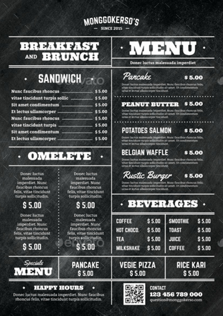 Breakfast Menu Template Free Unique 14 Elegant Brunch Menu Templates Psd Ai