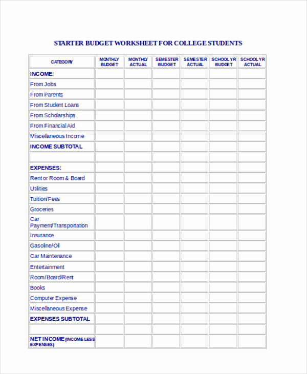 Budget Template for College Students Best Of 20 Bud Templates In Word