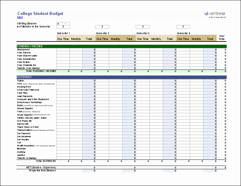 Budget Template for College Students Best Of Free College Student Bud Worksheet with Regard to