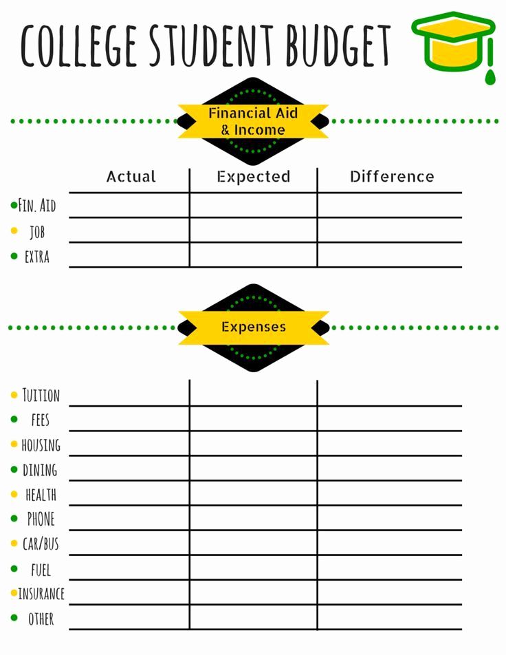 Budget Template for College Students Elegant College Bud Template Free Printable for Students