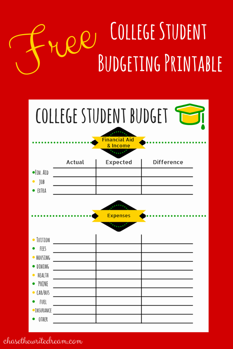 Budget Template for College Students Elegant College Bud Template Free Printable for Students