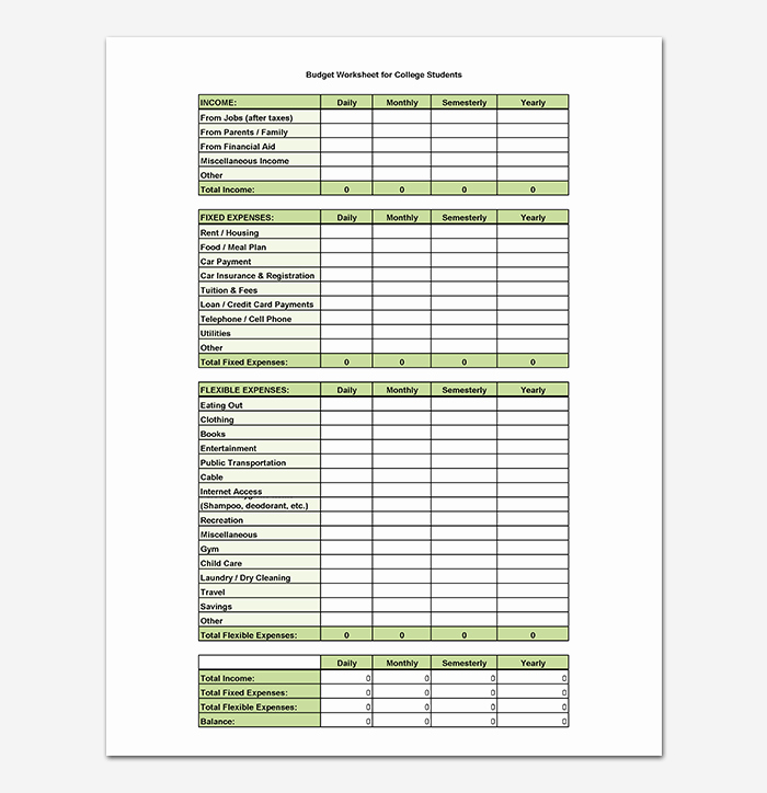 Budget Template for College Students Inspirational College Bud Template 18 for Word Excel &amp; Pdf