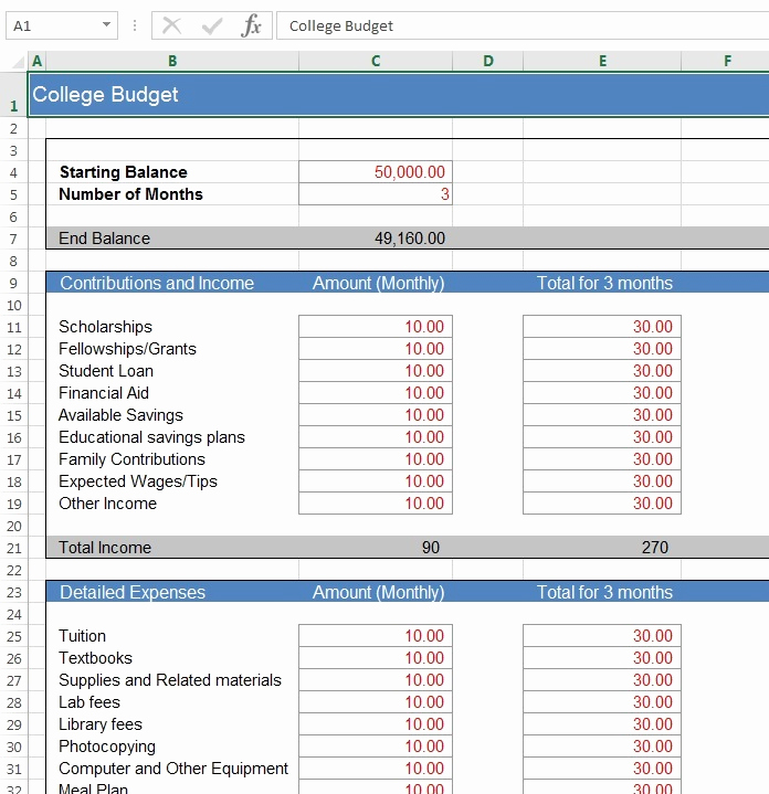 Budget Template for College Students Luxury Download Free Excel Examples Downloadexceltemplate