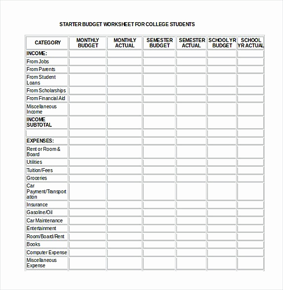 Budget Template for College Students Unique 13 Excel Bud Template Mac