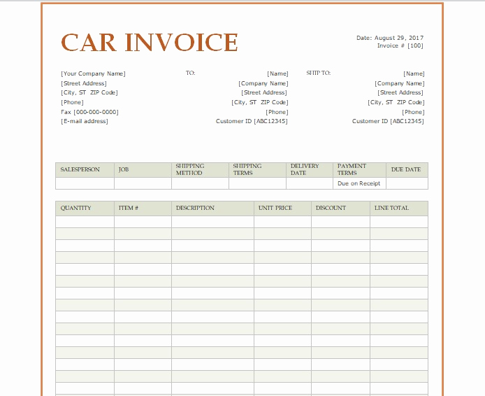 Car Sales Invoice Template Best Of Car Sale Invoice Template Word Excel Pdf Excel Tmp