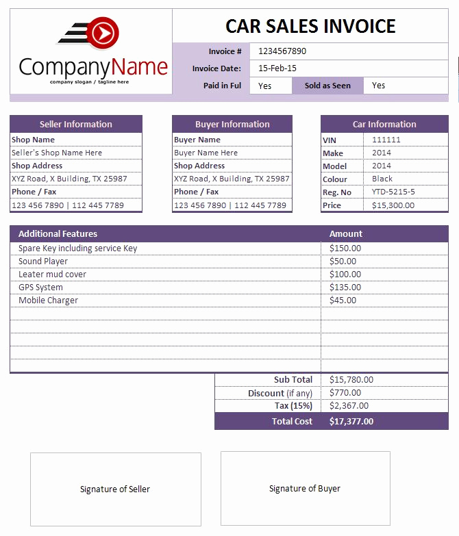 Car Sales Invoice Template Elegant 100 Ideas to Try About Invoice