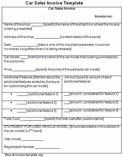 Car Sales Invoice Template Fresh Car Sales Invoice Template Excel