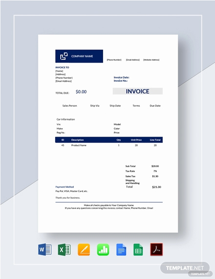 sample car invoice