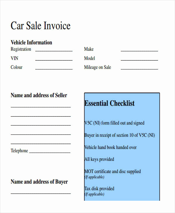 Car Sales Invoice Template Unique Free 16 Sales Invoice Templates In Ms Word