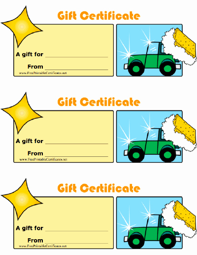 Car Wash Gift Certificate Template Beautiful Car Wash Gift Certificate Printable Certificate