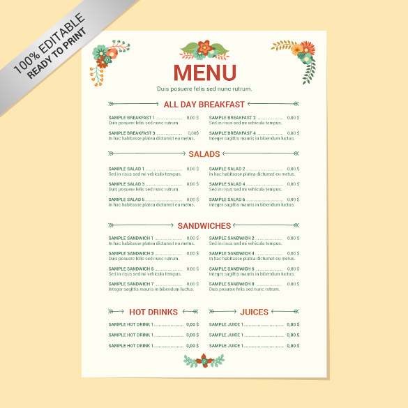 free menu