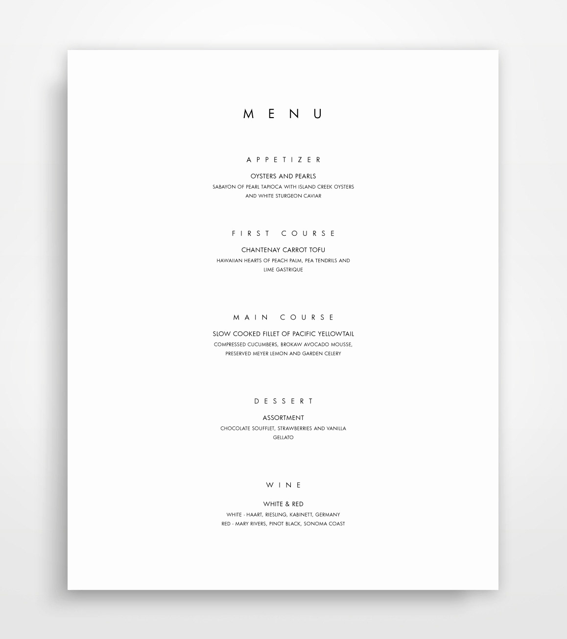 Catering Menu Template Word Fresh Menu Template Printable Menu Modern Menu Minimalist Menu