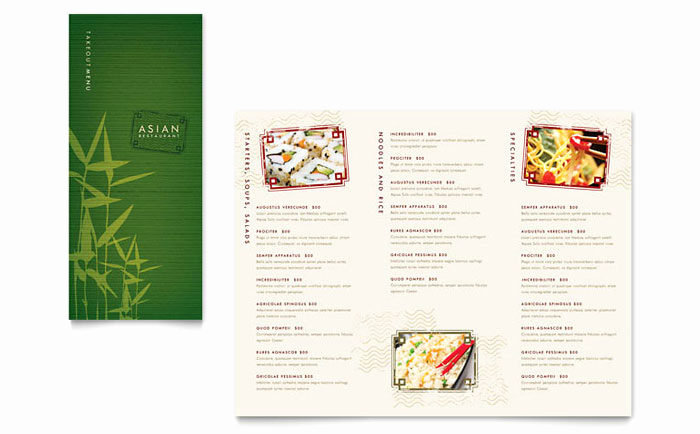 Catering Menu Template Word Unique asian Restaurant Take Out Brochure Template Design