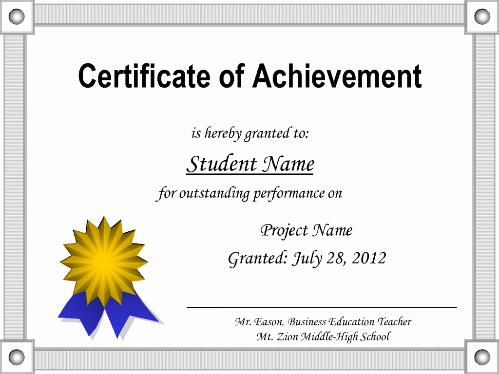 Certificate Of Accomplishment Template Best Of Printable Certificate Of Achievement