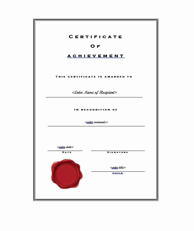 Certificate Of Accomplishment Template Fresh 40 Great Certificate Of Achievement Templates Free