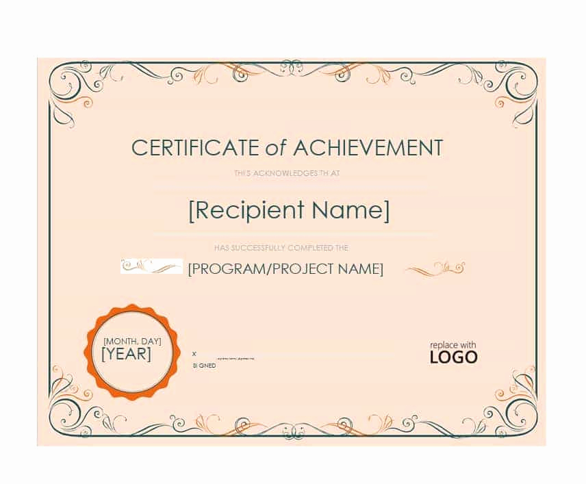 Certificate Of Accomplishment Template Fresh 40 Great Certificate Of Achievement Templates Free