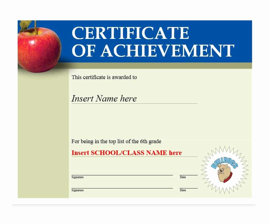 Certificate Of Accomplishment Template New 40 Great Certificate Of Achievement Templates Free