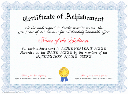 Certificate Of Accomplishment Template New Certificate Of Achievement