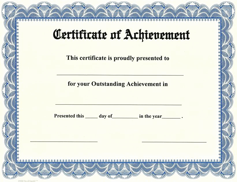 Certificate Of Achievement Template Free Fresh Certificate Of Achievement On Stocksmith Border Qty 20