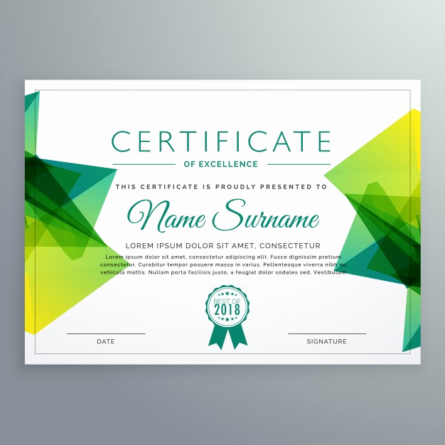 Certificate Of Achievement Template Free Fresh Polygonal Green Achievement Certificate Template Vector