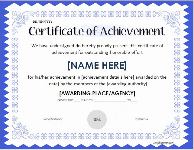 Certificate Of Achievement Template Free Lovely Pin by Alizbath Adam On Certificates