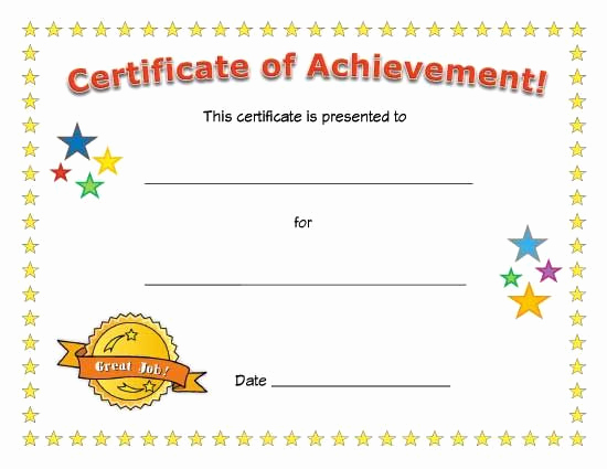 Certificate Of Achievement Template Free Luxury Certificate Of Achievement