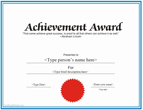 Certificate Of Achievement Template Free Luxury Special Certificate Achievement Award Certificate